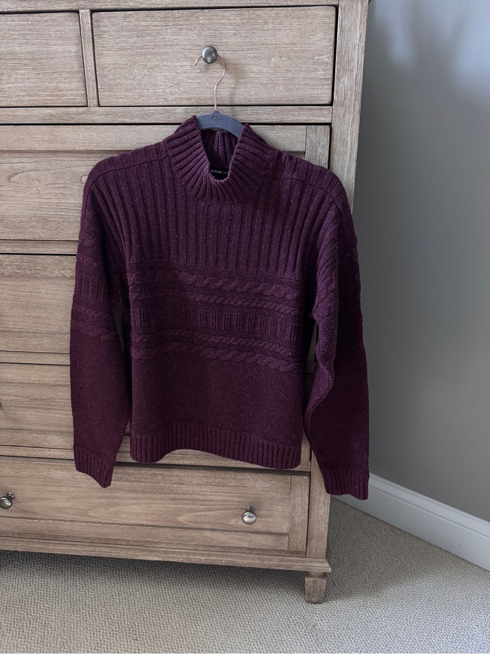 Prana Cable & Rib Mock Neck Sweater - Plum